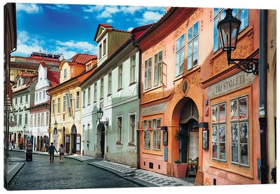 Quaint Cobblestone Misenska Street in Prague Canvas Art Print - Czech Republic Art