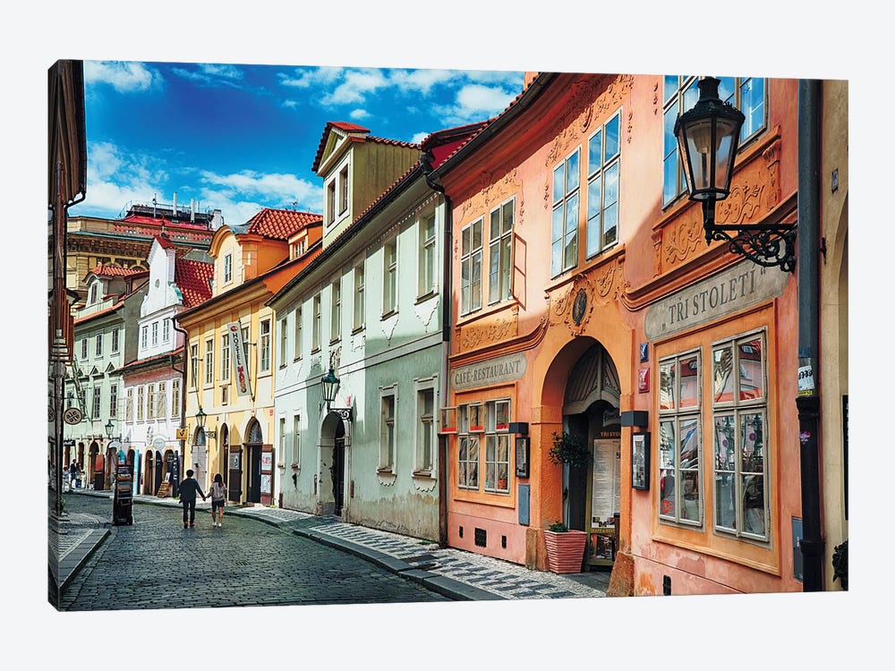Quaint Cobblestone Misenska Street in Prague by George Oze 1-piece Canvas Artwork