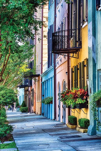 Rainbow Row III by George Oze framed canvas print