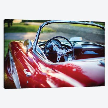 Red Classic Corvette Close Up Canvas Print #GOZ163} by George Oze Canvas Art