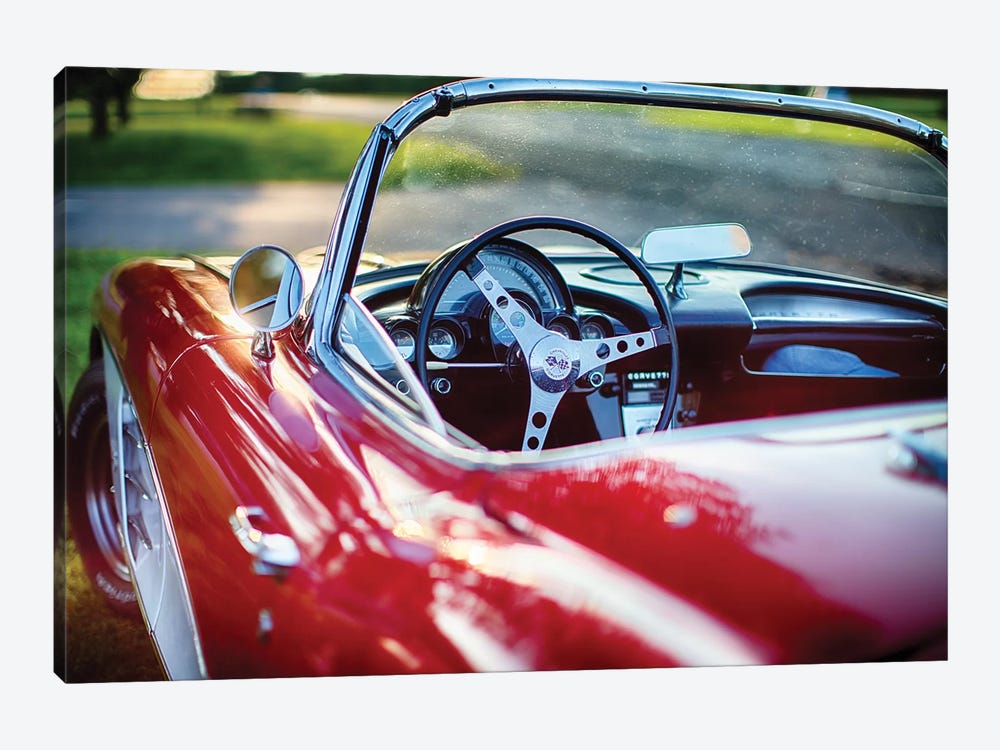 Red Classic Corvette Close Up by George Oze 1-piece Canvas Art Print
