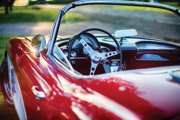 George Oze: Red Classic Corvette Close Up by George Oze