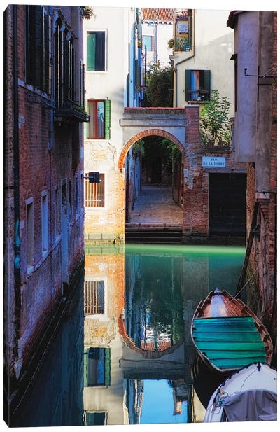 Reflection in a Canal, Venice, Italy Canvas Art Print - George Oze