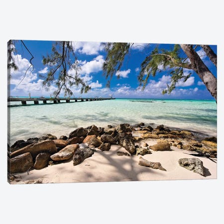 Rum Point Jetty as Viewed from the Shore, Cayman Islands Canvas Print #GOZ178} by George Oze Canvas Art Print