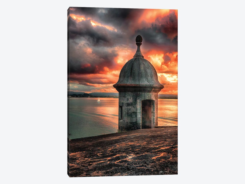 San Juan Bay Sunset with a Sentry Post by George Oze 1-piece Art Print