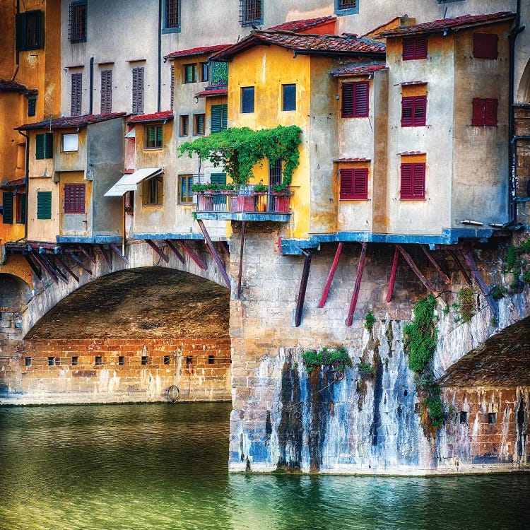 Small Balcony on a Bridge House, Ponte Vecchio, Florence, Tuscany, Italy by George Oze wall art