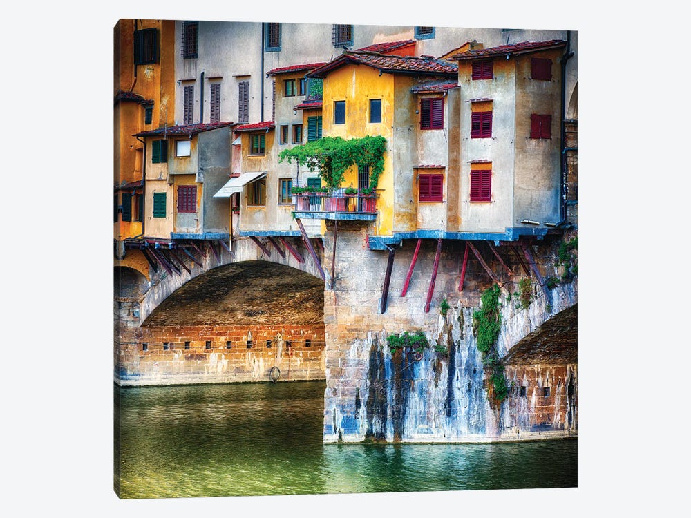 Small Balcony on a Bridge House, Ponte Vecchio, Florence, Tuscany, Italy by George Oze 1-piece Canvas Wall Art