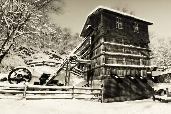 Dereliction: Snow Covered Historic Quarry Building, Clinton Red Mill Village, New Jersey by George Oze