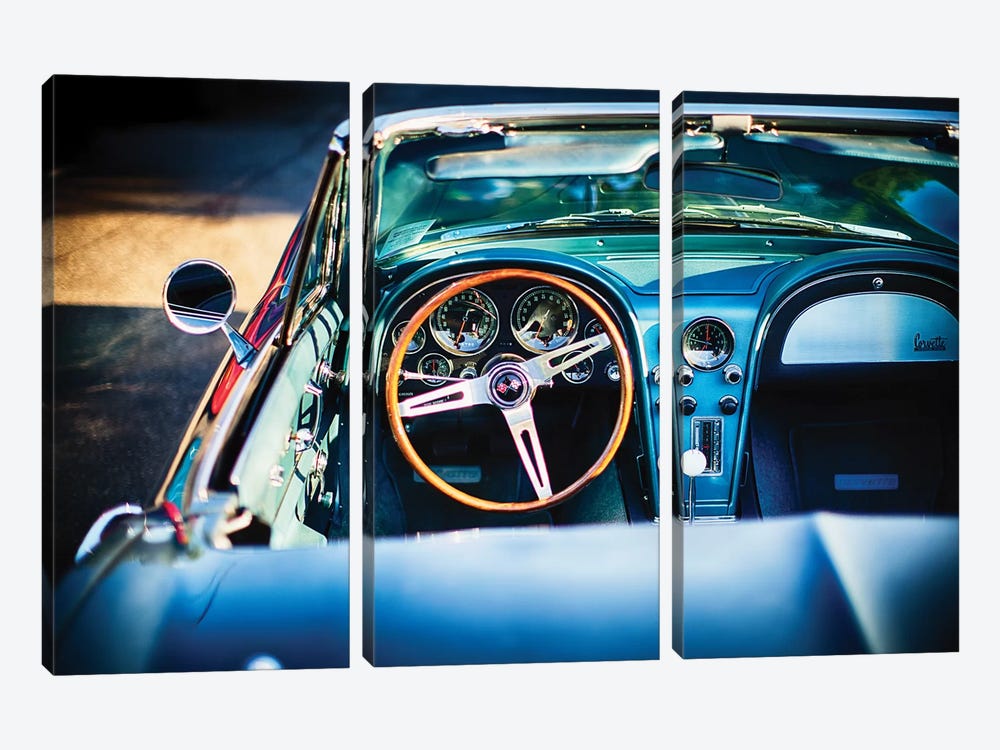 Sophisticated American Classic Car Interior by George Oze 3-piece Canvas Print