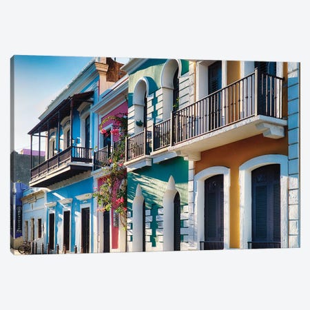 Spanish Colonial and Moorish Style Houses In Old San Juan, Puerto Rico Canvas Print #GOZ189} by George Oze Canvas Wall Art