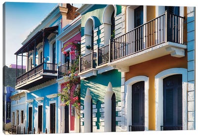 Spanish Colonial and Moorish Style Houses In Old San Juan, Puerto Rico Canvas Art Print - Arches