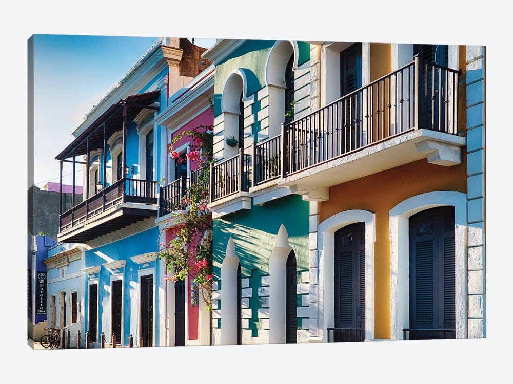 Spanish Colonial and Moorish Style Houses In Old San Juan, Puerto Rico by George Oze 1-piece Canvas Art Print