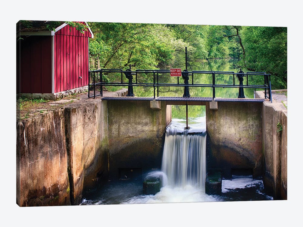 Spring Canal Lock Scene  by George Oze 1-piece Art Print