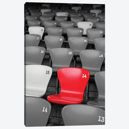 Stadium Seats in Black and White with a Single Red Seat  Canvas Print #GOZ193} by George Oze Art Print