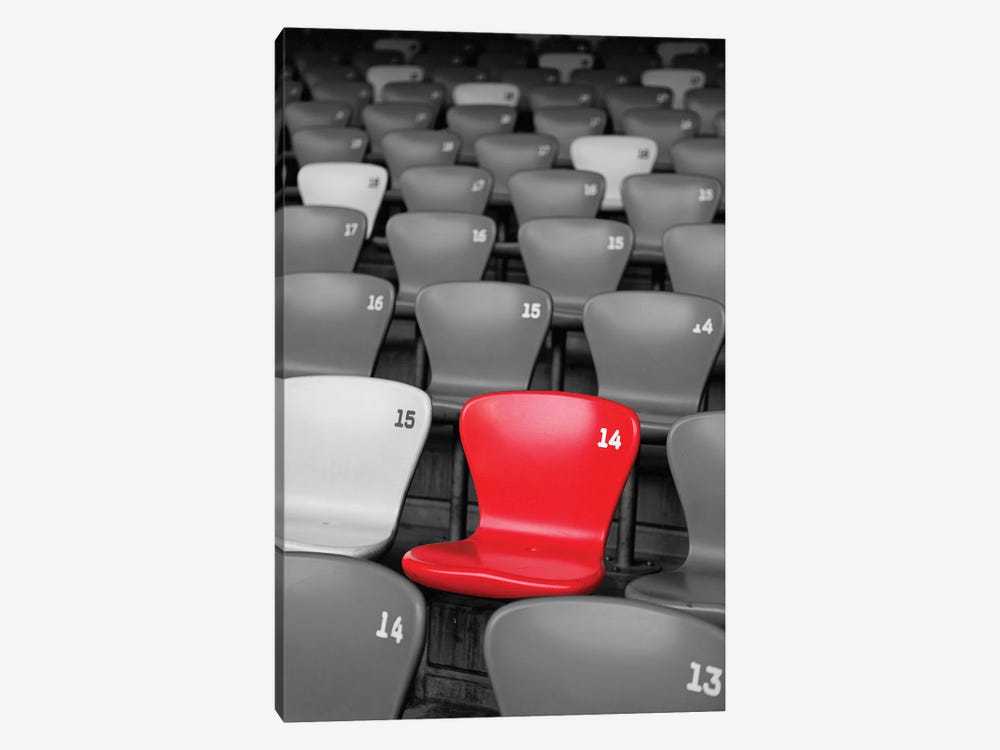 Stadium Seats in Black and White with a Single Red Seat  by George Oze 1-piece Canvas Wall Art