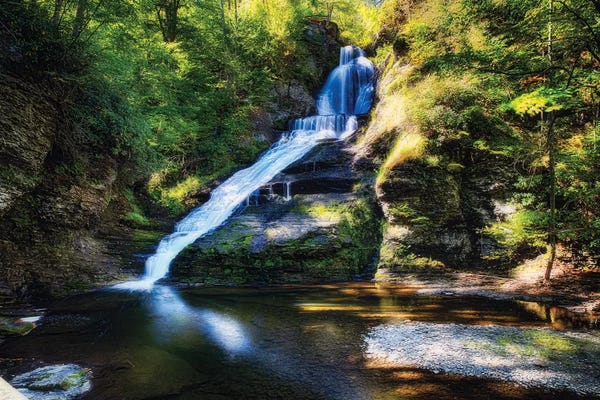 George Oze: Summer View of the Dingmans Fall, Pennsylvania by George Oze