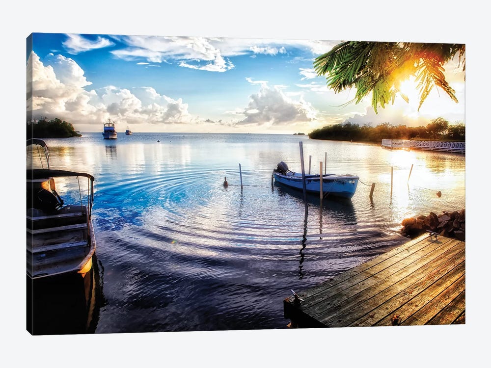 Sunset in a Fishing Village, La Parguera, Puerto Rico by George Oze 1-piece Canvas Wall Art