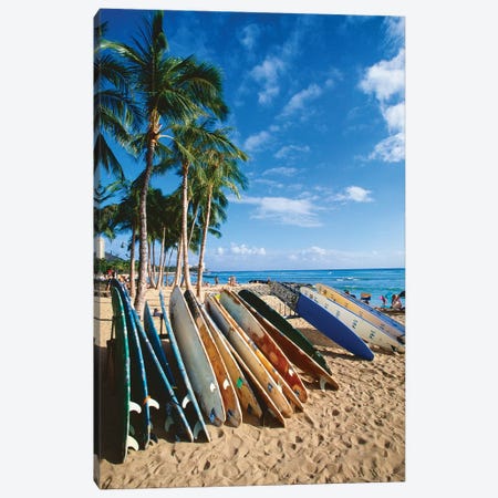 Surfboards on Waikiki Beach, Honolulu, Hawaii Canvas Print #GOZ200} by George Oze Canvas Print