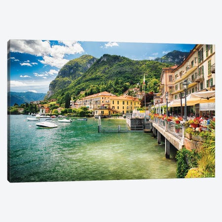 Terrace Overlooking Lake Como, Menaggio, Lombardy. Italy Canvas Print #GOZ204} by George Oze Canvas Wall Art