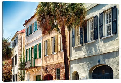 View of Colorful House Exteriors on Church Street, Charleston, South Carolina, USA Canvas Art Print - South Carolina Art