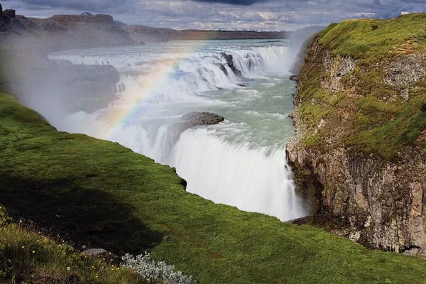 Rainbows: View of the Gulfoss Waterfall, Iceland by George Oze