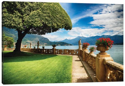 Villa Terrace at Lake Como, Lombardy, Italy Canvas Art Print - Coastal Village & Town Art