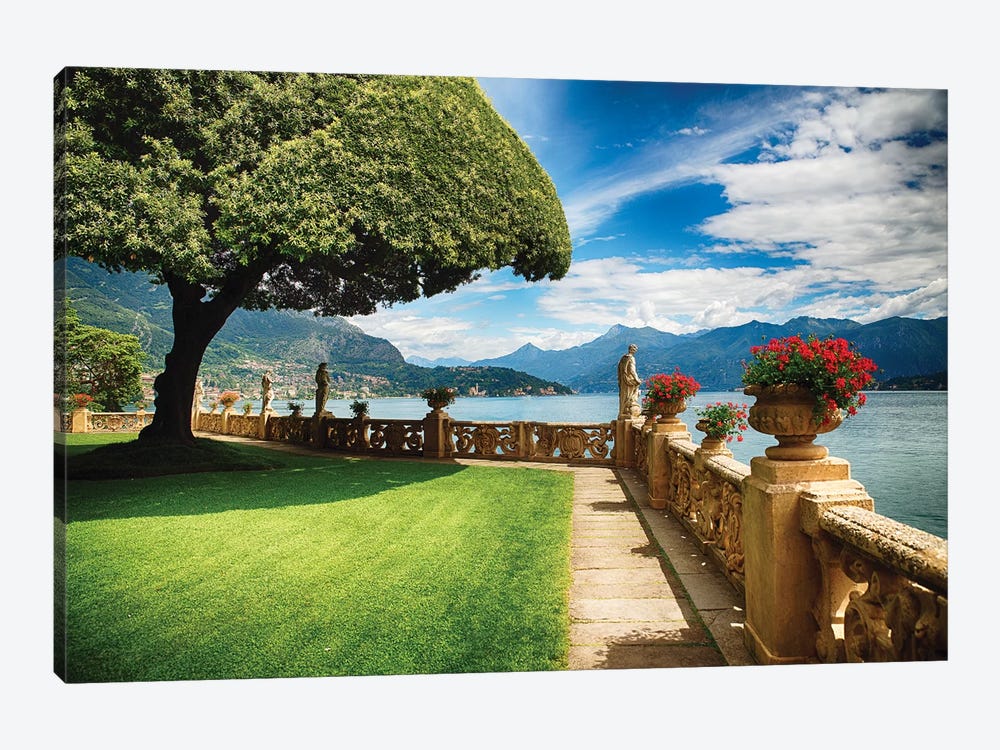 Villa Terrace at Lake Como, Lombardy, Italy by George Oze 1-piece Canvas Art Print