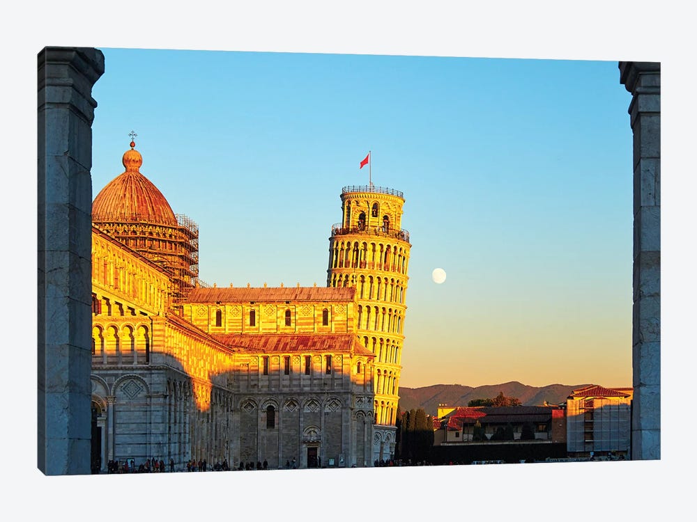 Church Sqaure Of Pisa With The Cathedral And Leaning, Tower, Tuscany, Italy by George Oze 1-piece Canvas Print