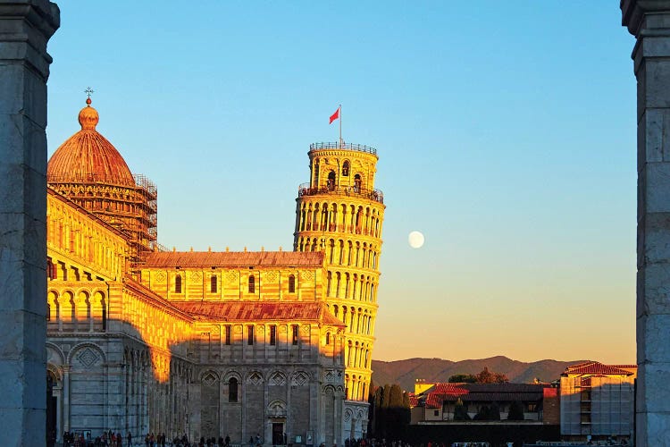 Church Sqaure Of Pisa With The Cathedral And Leaning, Tower, Tuscany, Italy