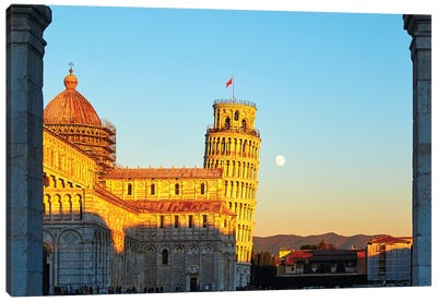 Church Sqaure Of Pisa With The Cathedral And Leaning, Tower, Tuscany, Italy Canvas Art Print - Pisa