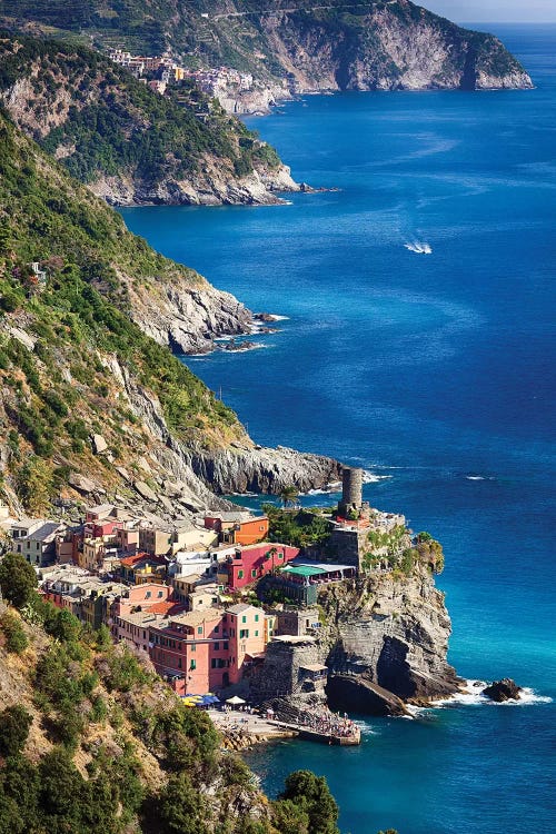 Cinque Terre Towns On The Cliffs, Vernazza And Corniglia, Liguria, Italy by George Oze wall art