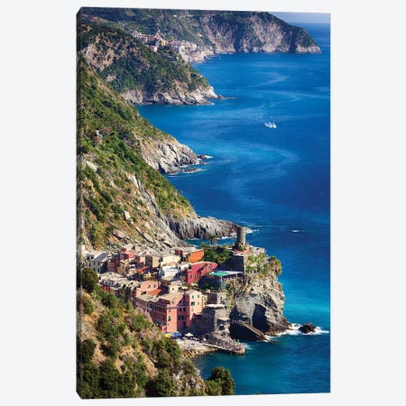 Cinque Terre Towns On The Cliffs, Vernazza And Corniglia, Liguria, Italy Canvas Print #GOZ251} by George Oze Canvas Wall Art