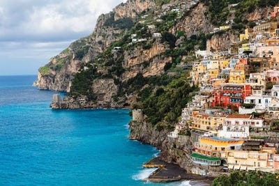 Coastal Scenic Town Of Positano by George Oze metal wall art