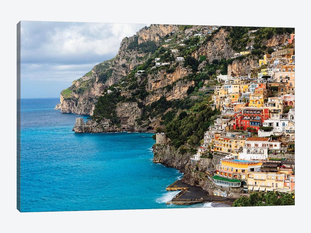 Coastal Scenic Town Of Positano by George Oze 1-piece Canvas Art
