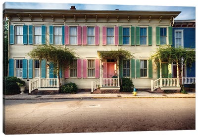 Colorful Historic Houses, Savannah, Georgia Canvas Art Print - Savannah