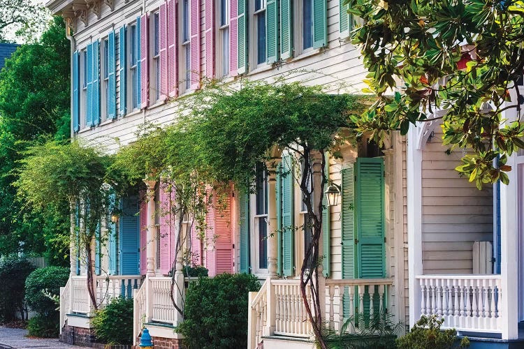 Colorful Historic Row Houses, Savannah, Georgia