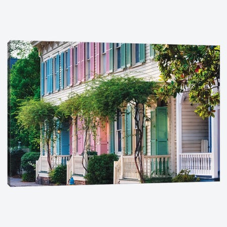 Colorful Historic Row Houses, Savannah, Georgia Canvas Print #GOZ255} by George Oze Art Print