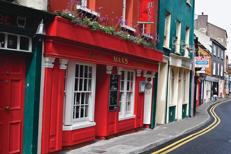 Colorful Narrow Street In Kinsale, County Cork, Republic Of Ireland