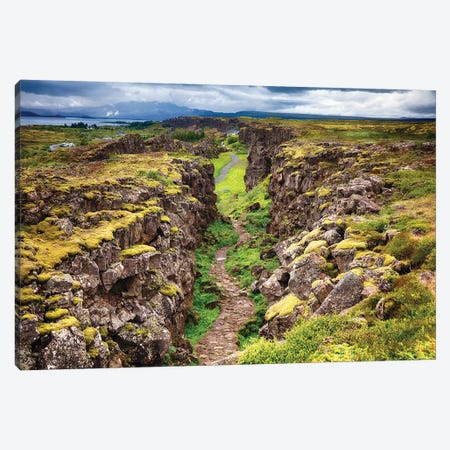 Fault Line Separating America From Eurasia, Thingvellir, Iceland Canvas Print #GOZ258} by George Oze Canvas Wall Art