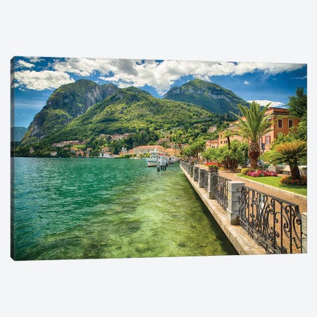 Lakeshore Promenade View, Menaggio, Lake Como, Lombardy, Italy. Canvas Print #GOZ263} by George Oze Canvas Print