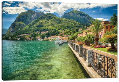 Lakeshore Promenade View, Menaggio, Lake Como, Lombardy, Italy Canvas Art Print