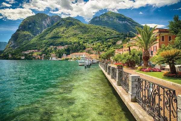 George Oze: Lakeshore Promenade View, Menaggio, Lake Como, Lombardy, Italy by George Oze