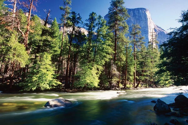 George Oze: Merced River With The El Capitan, Yosemite National Park, California by George Oze