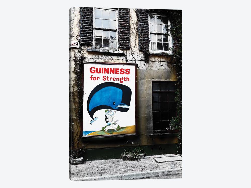 Old Guiness Sign On A House, Kinsale, Coubty Cork, Republic Of Ireland by George Oze 1-piece Canvas Art Print