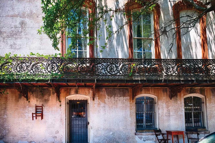 Old House With A Wrought Iron Balcony, Savannah, Georgia