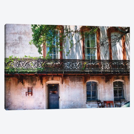 Old House With A Wrought Iron Balcony, Savannah, Georgia Canvas Print #GOZ270} by George Oze Canvas Artwork