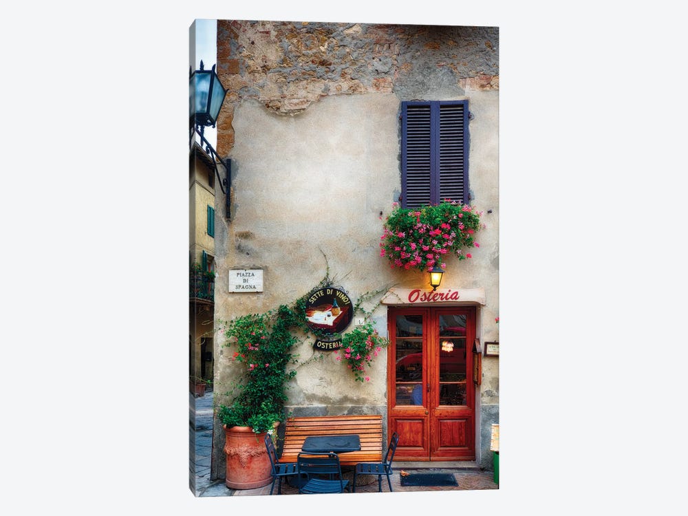 Quaint Restaurant Building In Pienza, Tuscany, Italy by George Oze 1-piece Canvas Wall Art