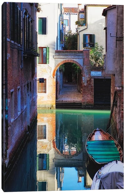Reflection In A Canal, Venice, Italy Canvas Art Print - George Oze