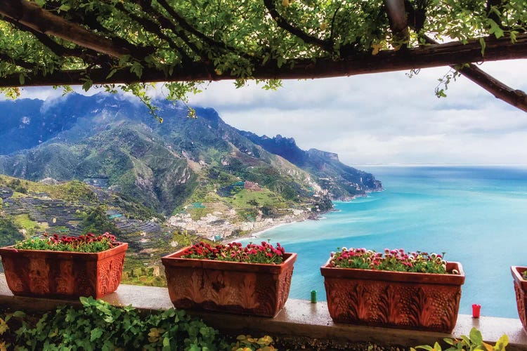 Scenic View From Under A Trellis, Ravello, Amalfi Coast, Campania, Italy by George Oze wall art