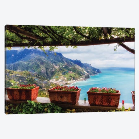 Scenic View From Under A Trellis, Ravello, Amalfi Coast, Campania, Italy Canvas Print #GOZ279} by George Oze Canvas Artwork